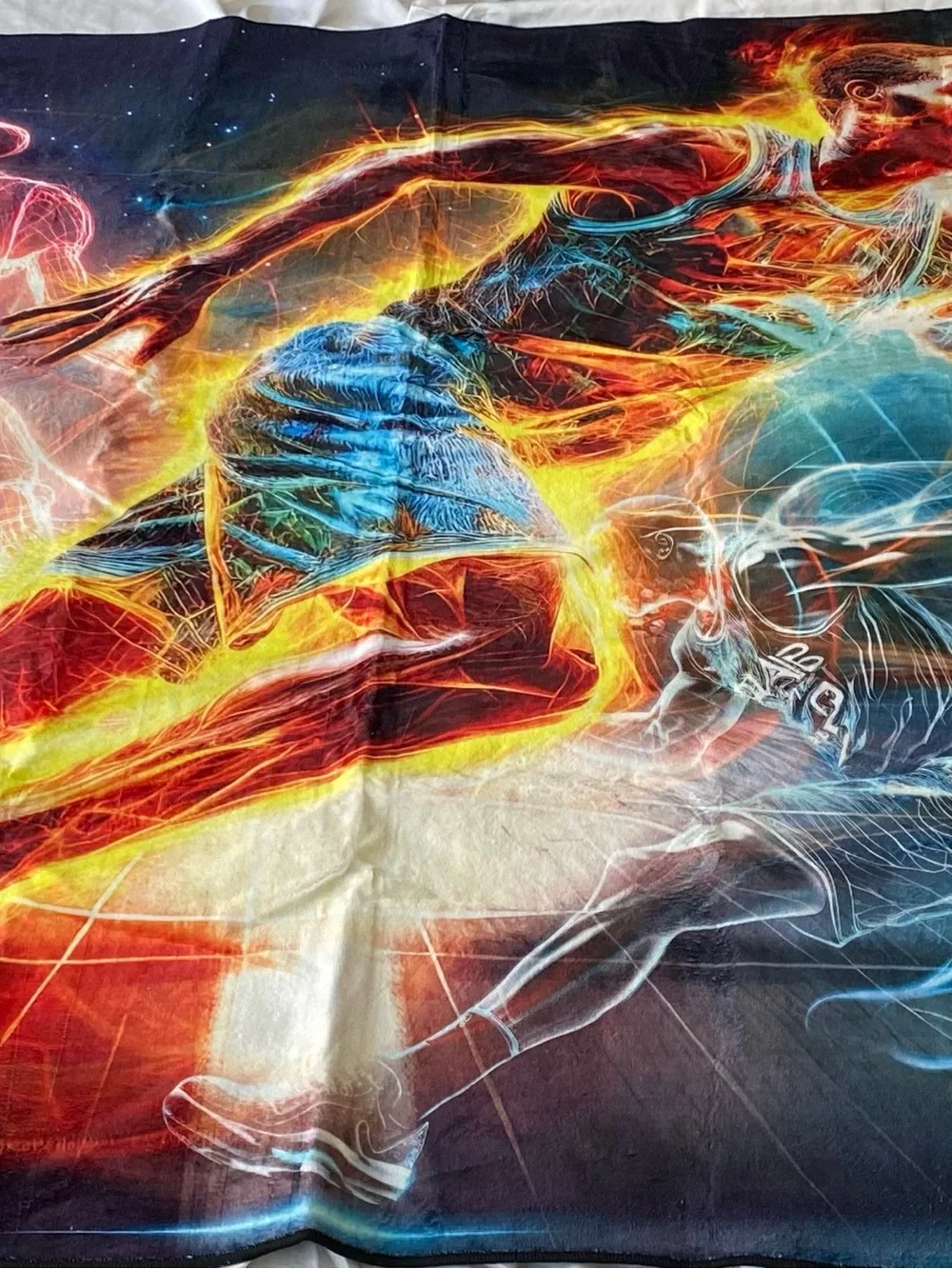 Washable Dynamic Basketball Player Graphic Area Rug - Fiery Multicolor NWT